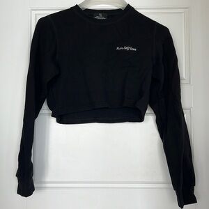 Peace Collective - black fleece cropped long sleeve sweater